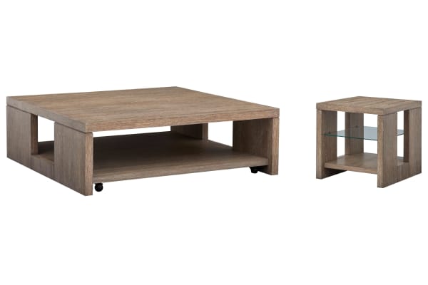 Conway - Square Cocktail Table With Rectangular End Table - Spiced Brown