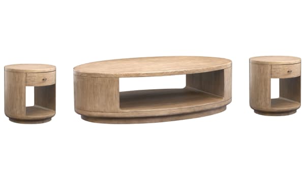 Sanford - Oval Cocktail Table With 2 End Tables - Chateau Brown