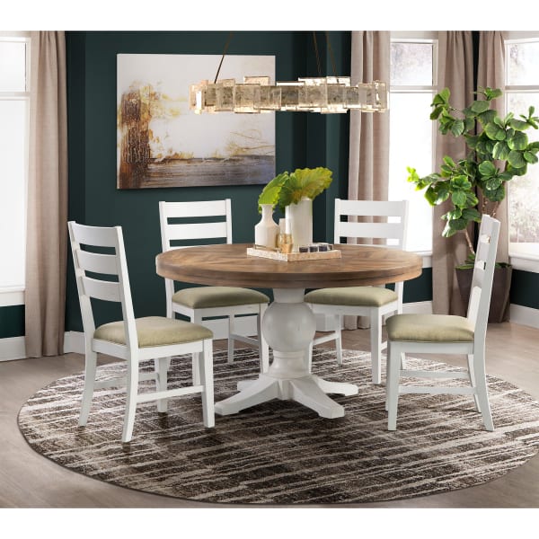 Park Creek - Round 5 Piece Dining Set-Table And Four Chairs - Cottage White Finish