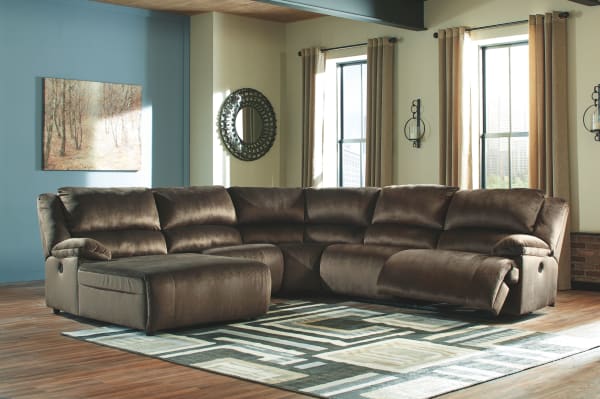 Clonmel - Chocolate - Left Arm Facing Power Chaise 5 Pc Sectional