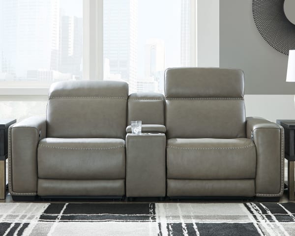 Correze - Gray - Power Loveseat With Console 3 Pc Sectional