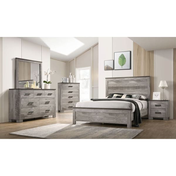 Millers Cove - Queen Panel 5 Piece Bedroom Set - Distressed Gray