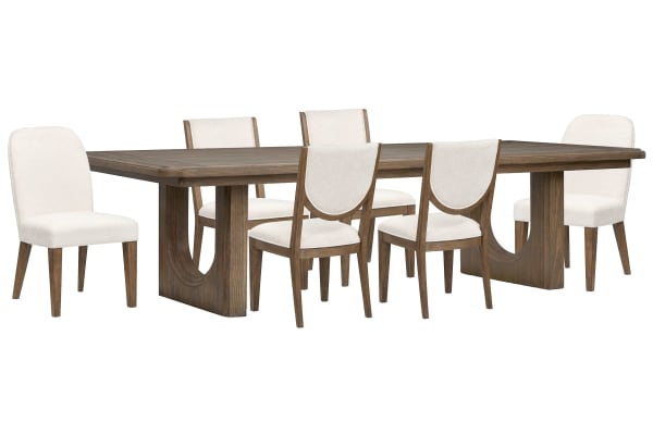 Westbourne - Extendable Trestle Dining Table With 4 Side Chairs And 2 Host Chairs - Dark Umber / White