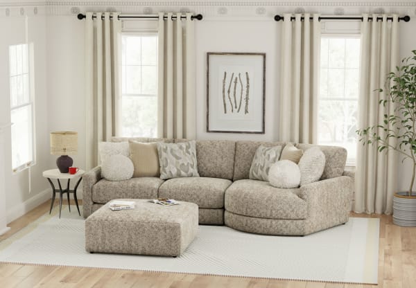 Turner - 2 Piece Sofa Cuddler With Right Side Facing Cuddler And Cocktail Ottoman - Mushroom