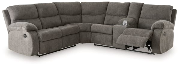 Museum - Pewter - 2-Piece Reclining Sectional With Raf Reclining Loveseat With Console