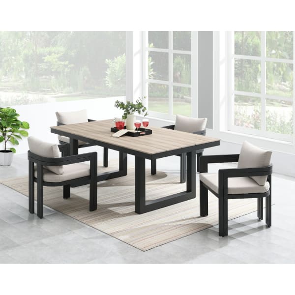 Costa - 5 Piece Patio Dining Set (Table & Four Chairs) - Black