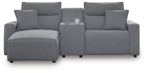Modmax II - 3-Piece Power Reclining Sectional With LAF Press Back Power Chaise And Console - Salt And Pepper