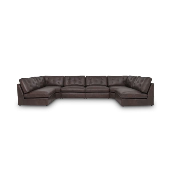 Thurlow - U Shaped Modular Armless Sectional  -  Espresso Brown