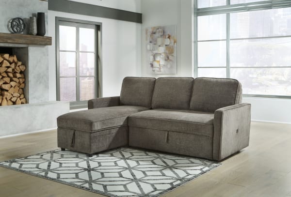 Kerle - Charcoal - Left Arm Facing Chaise With Pop Up Bed 2 Pc Sectional