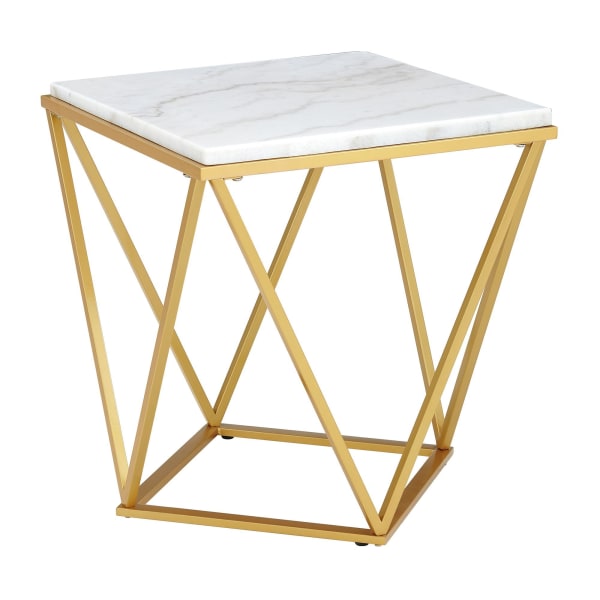 Riko - Square End Table With Metal Leg - Gold