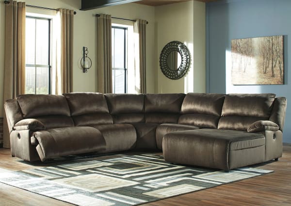 Clonmel - Chocolate - Left Arm Facing Power Recliner 5 Pc Sectional