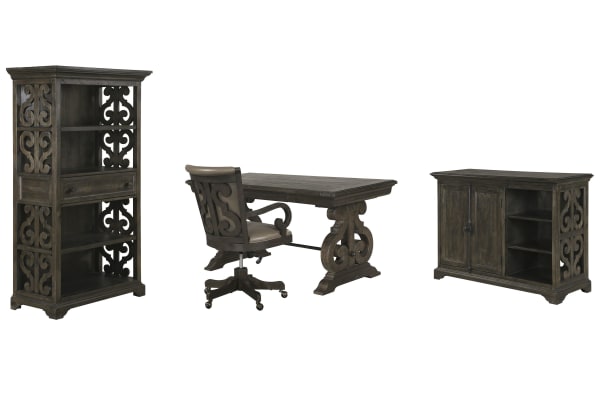 Bellamy - Writing Desk With Chair, Printer Stand And Bookcase - Peppercorn