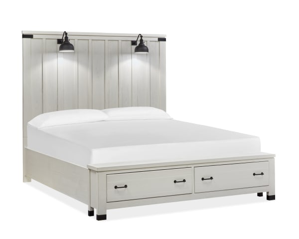 Harper Springs - Complete Queen Panel Storage Bed - Silo White