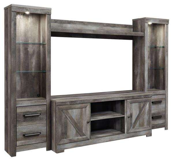 Wynnlow - 4 Pc. - Entertainment Center - 63" TV Stand - Gray