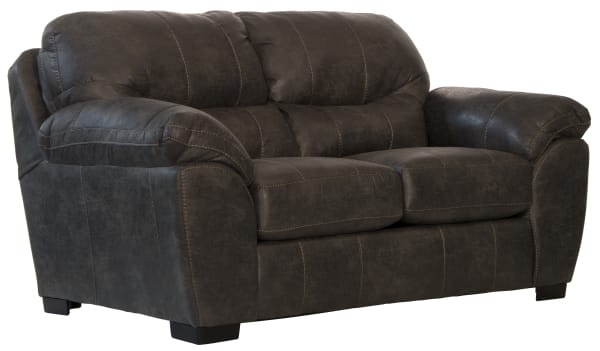 Grant - Faux Leather Loveseat - Steel