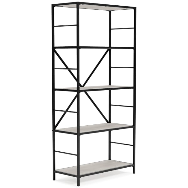 Bayflynn - White / Black - Bookcase - 5 Fixed Shelves