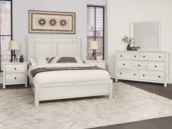 Custom Express - California King Architectural Bed - Weathered White