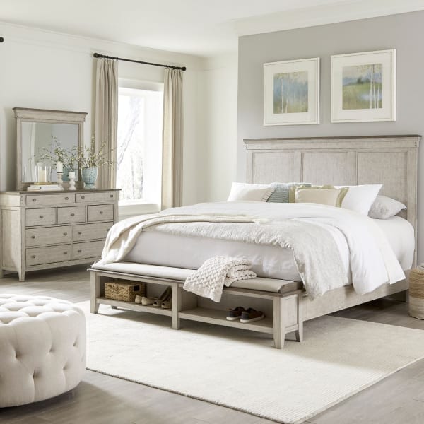 Ivy Hollow - 3 Piece Bedroom Set (California King Storage Bed, Dresser & Mirror) - White