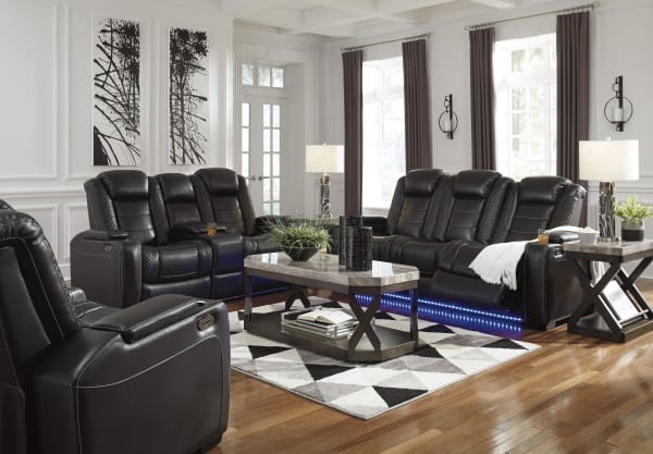 Party Time - Midnight - 3 Pc. - Power Sofa, Loveseat, Recliner