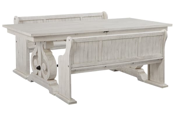 Bronwyn - Extendable Rectangular Dining Table With 2 Benches - Alabaster