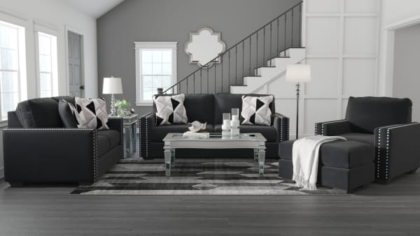 Gleston - Onyx - 4 Pc. - Sofa, Loveseat, Chair, Ottoman