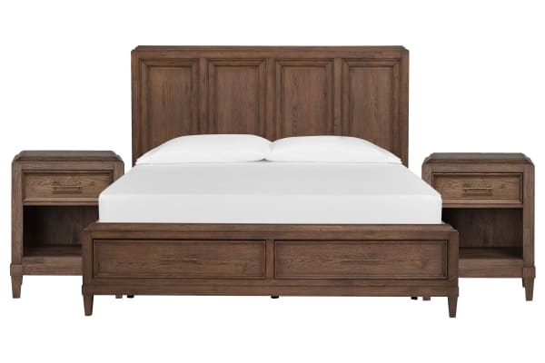 Groveland Park - California King Panel Storage Bed With 2 Open Nightstands - Antique Coffee