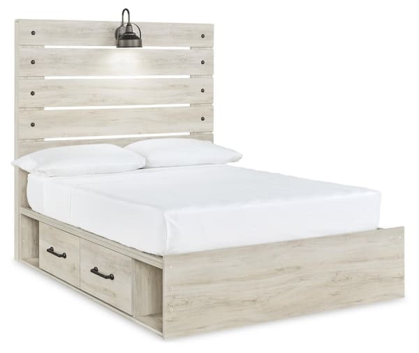 Cambeck - Full Panel Bed With 4 Storage Drawers - Whitewash