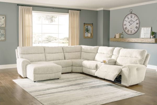 Critic's Corner - Beige - Left Arm Facing Power Chaise 6 Pc Sectional