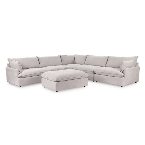 Caplan - Upholstered 6 Piece Modular Sectional With Ottoman - Elite Gray