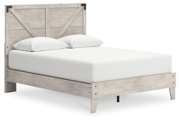 Shawburn - Whitewash - Queen Platform Bed With Crossbuck Panel Headboard