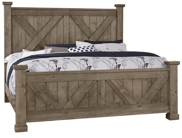 Cool Rustic - California King X Bed With X Footboard - Stone Gray