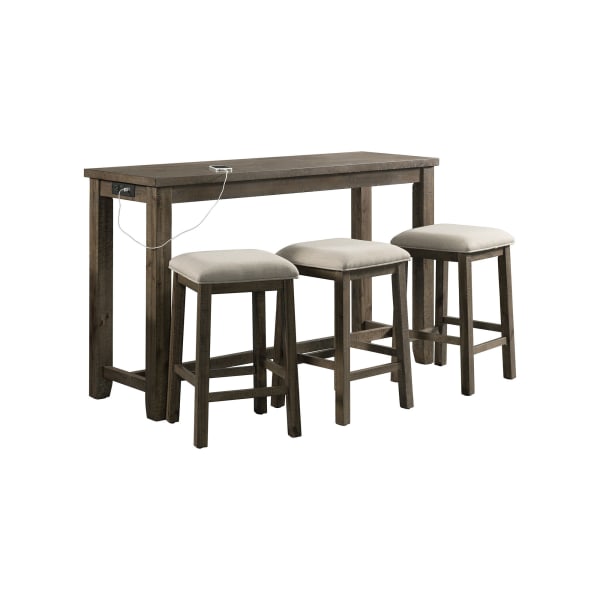 Stone - Occasional Bar Table Single Pack - Gray Finish (Table + Three Stools)