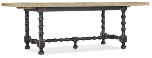 Ciao Bella 84in Trestle Table w/ 2-18in Leaves-Natural/Black