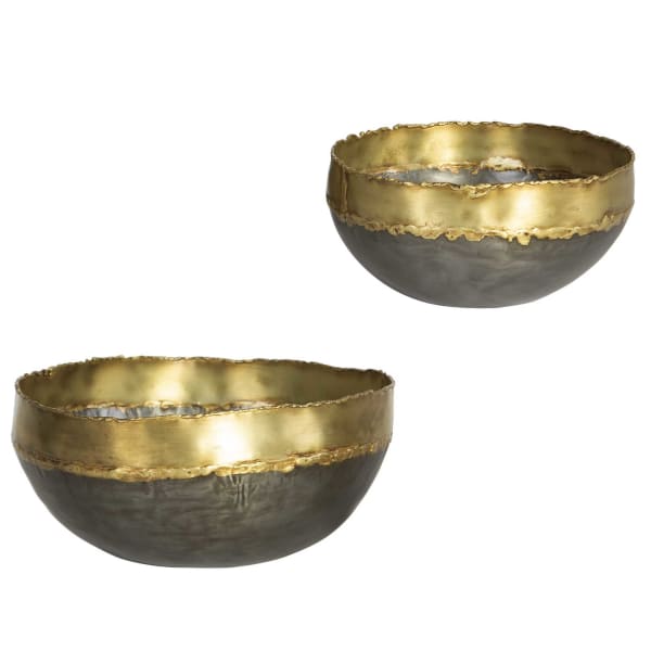 Almost - Round Bowls (Set of 2) - Brass / Gray