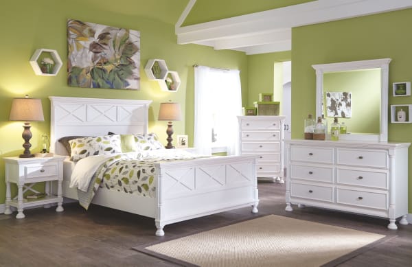 Kaslyn - White - 8 Pc. - Dresser, Mirror, Chest, Queen Panel Bed, 2 Nightstands
