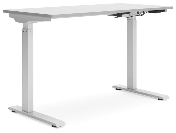 Lynxtyn - Taupe/white - Adjustable Height Desk