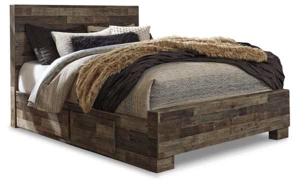 Derekson - Multi Gray - Queen Panel Bed With 2 Under Bed Storage Drawers