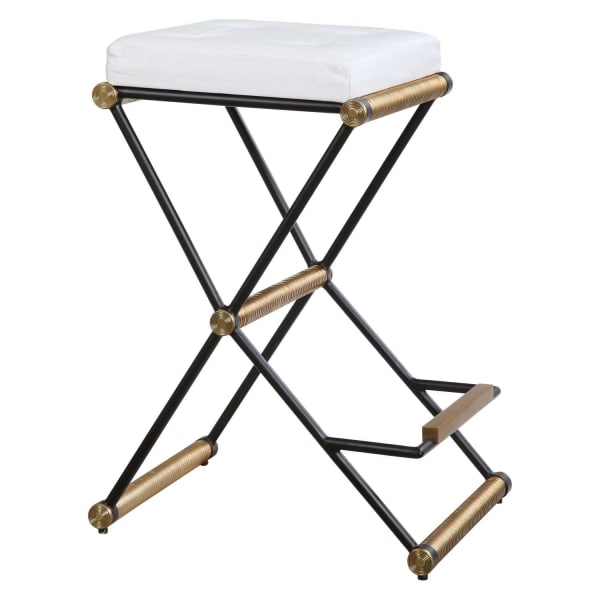 X Marks The Spot - Counter Stool - Black / Gold / White