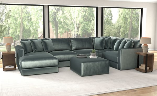 Remington - 5 Piece Modular Sectional (LSF Chaise) And 1 Included Cocktail Ottoman - Pine