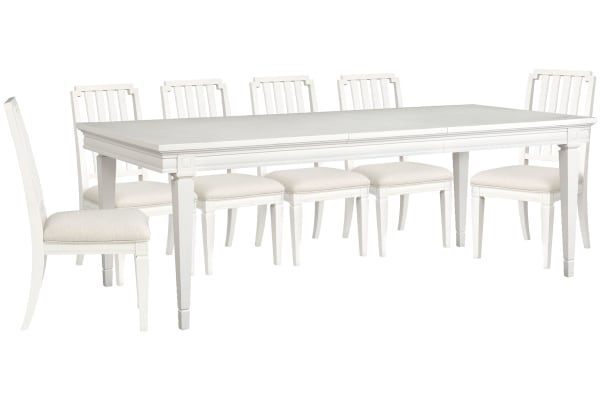 Willowbrook - Extendable Rectangular Dining Table With 6 Side Chairs - Egg Shell White
