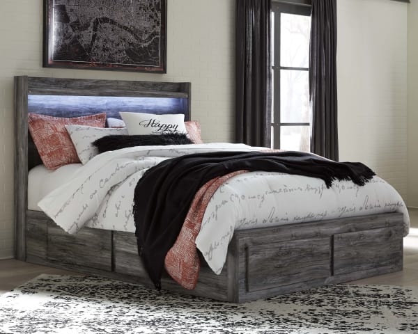 Baystorm - Gray - Queen Panel Bed With 6 Storage Drawers