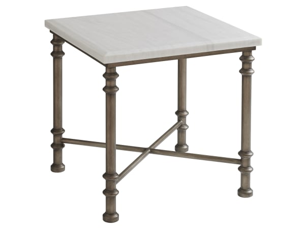 Ocean Breeze - Flagler Square Marble Top End Table - White
