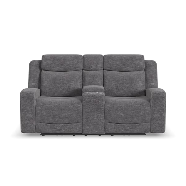 Ridge - Power Reclining Loveseat With Console And Power Headrests - Granite