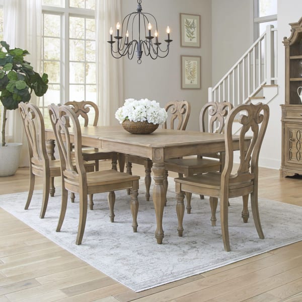 Magnolia Manor - Alternate 7 Piece Rectangular Table Set - Brown
