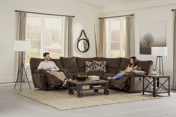 Elliott Sectional Power Lay Flat Reclining RSF - Chocolate