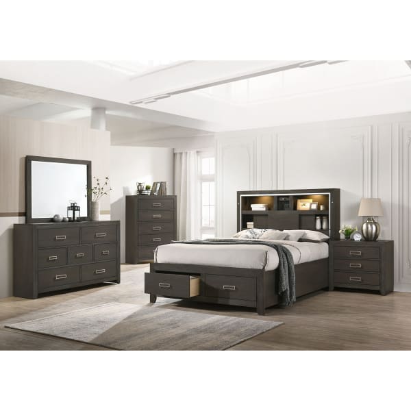 Sasha - Queen Storage 5 Piece Bedroom Set - Gray