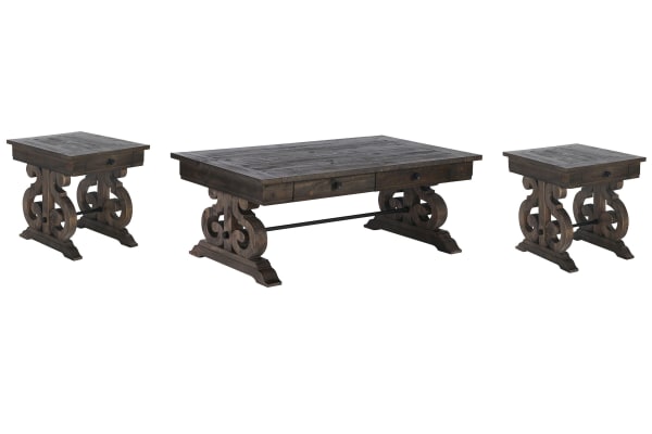 Bellamy - Rectangular Cocktail Table With 2 End Tables - Peppercorn