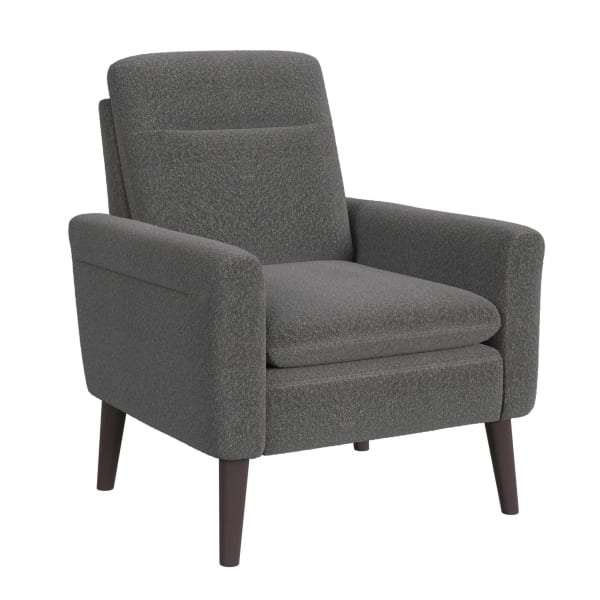 Hawk - Accent Arm Chair With Memory Foam - Boucle Gray & Espresso