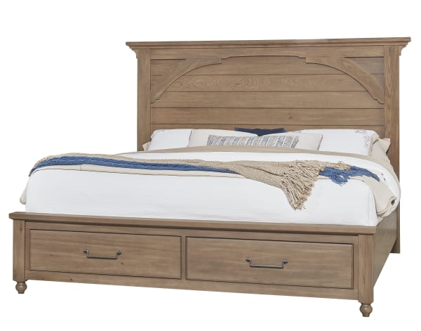 Vista - King Mansion Foot Storage Bed - Natural Oak