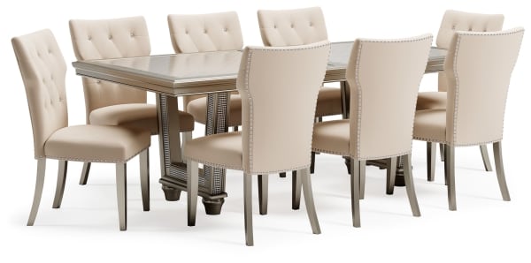 Chevanna - Platinum - 9 Pc. - Dining Room Table, 8 Side Chairs